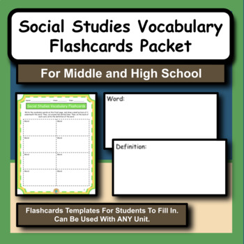 Preview of Social Studies Vocabulary Flashcards Packet