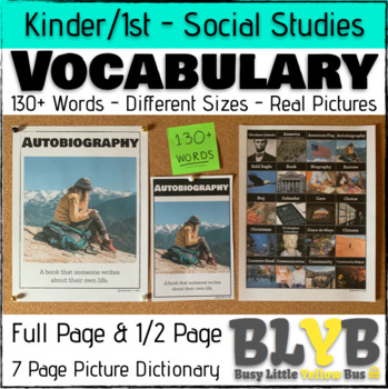 Preview of Social Studies Vocabulary Posters, Cards, & Picture Dictionary