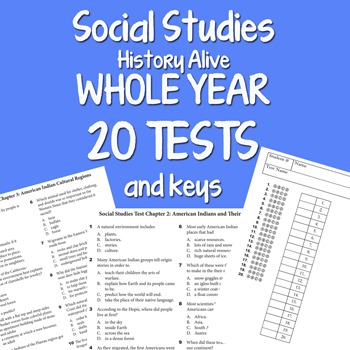 Preview of Social Studies WHOLE YEAR 20 Tests BUNDLE by Science Doodles