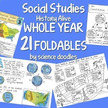 Preview of Doodle Foldables -Social Studies WHOLE YEAR 21 Interactive Notebook BUNDLE