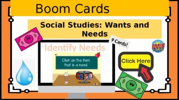 Preview of Social Studies: Needs and Wants - Identify Needs(Boom Cards) (FREE!)