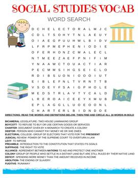 Preview of Social Studies Word Search