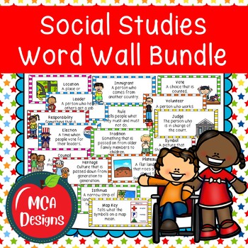 Preview of Social Studies Word Wall Bundle Community Government Economics Geography