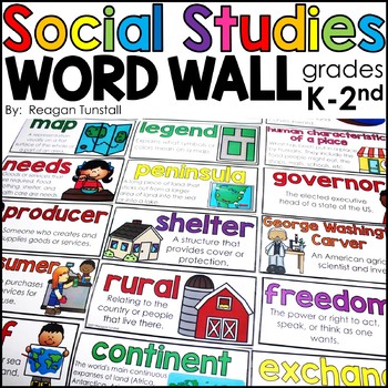 Social Studies Word Wall Cards K 2 By Reagan Tunstall Tpt