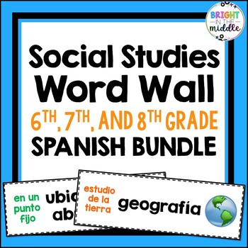 Preview of Social Studies Word Wall - Spanish Bundle - Middle School