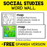 Social Studies Word Wall Vocabulary + FREE Spanish