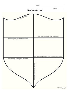 Social Studies World History Student Coat of Arms New Year Activity