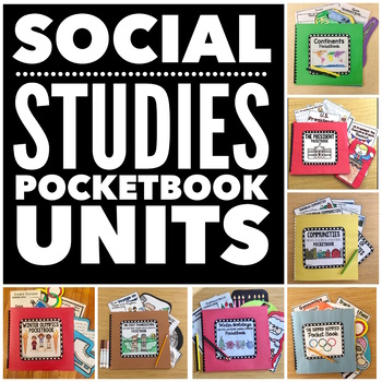 Preview of Social Studies YEAR LONG POCKETBOOK MEGA Bundle! {7 MEGA UNITS}