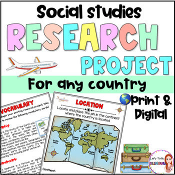 Preview of Social Studies Research Project for any Country - Culture and Geography Digital