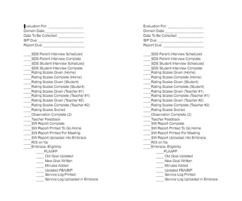 Preview of Social Work Evaluation Check List