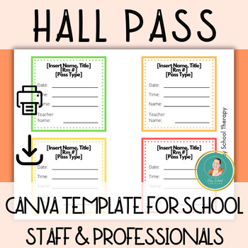 Preview of Social Worker, Counselor, Therapist Hall Pass Canva Template, Printable