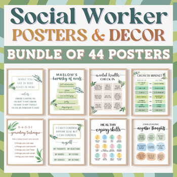 Preview of Social Worker Office Decor Posters Bulletin Board School Door Sign Social Work