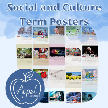 Preview of Social and Cultural Term Posters (20 Terms, Modern Style, Word Wall)