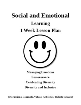 Preview of Social and Emotional Learning 1 Week Lesson Plan