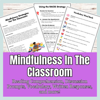 Preview of Social and Emotional Learning - Mindfulness in the Classroom, Reading Activity