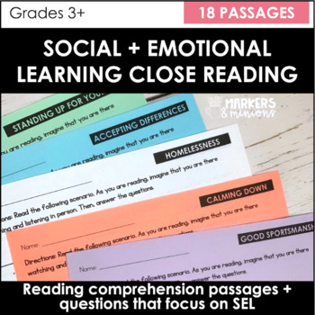 Preview of Social and Emotional Learning (SEL) Close Reading Passages + Questions
