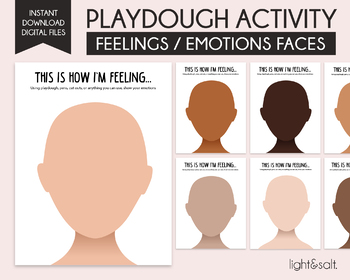 Preview of Social emotional feelings Playdough Placemats, play dough feelings faces, SEL