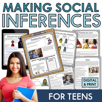 Preview of Social inferences TEENS older students social skills activities worksheets SEL