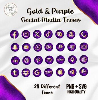 Preview of Social media icons luxury gold & purple