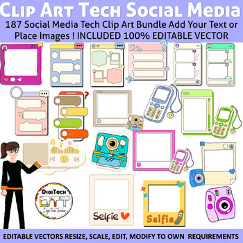 Preview of Social media technology vector clip art, education and teacher clip art