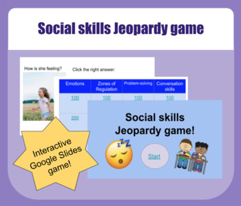 Preview of Social skills Jeopardy game for Google Slides - Distance learning