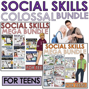 Preview of Social skills and behavior skills activities task cards TEENS HUGE BUNDLE SEL