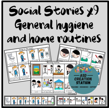 Preview of Social stories x9 and supports for home routines (hygiene)