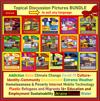 Preview of Social topics Global issues discussion picture cards GROWING BUNDLE