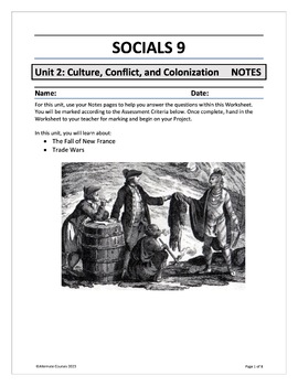 Preview of Socials 9 Unit 2: Culture, Conflict, and Colonization NOTES