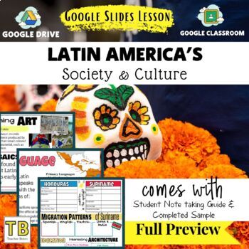 Preview of Society and Culture of Latin America Geography Google Slides & Note Taking Guide
