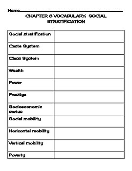 Sociology Social Stratification Worksheets \u0026 Teaching Resources  TpT