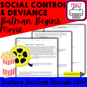 Preview of Intro to Sociology Lesson for Social Control and Deviance | Movie Batman Begins