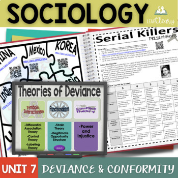 Preview of Sociology Deviance and Conformity Interactive Notebook Unit with Lesson Plans