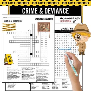 Preview of Sociology: Deviance and Crime Fun Worksheets ,Word Search ,Crosswords,PUZZLE