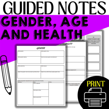 Preview of Sociology: Gender, Age and Health PowerPoint Notes