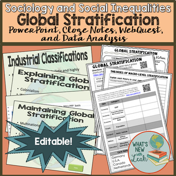Preview of Sociology Global Stratification PowerPoint, Cloze Notes, and WebQuest