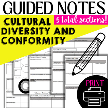 Preview of Sociology: Guided notes for PowerPoint Cultural Diversity & Conformity
