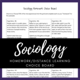 Sociology Homework/Distance Learning Choice Board
