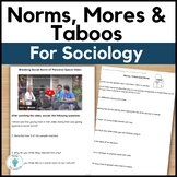 Sociology Introduction to Norms, Mores and Taboos Worksheet