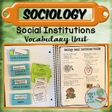 Sociology Social Institutions Vocabulary Unit