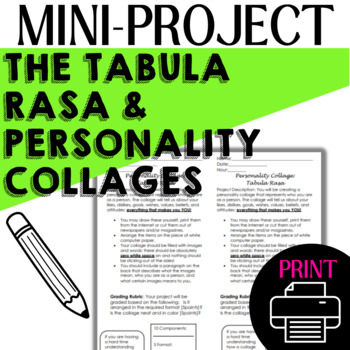 Preview of Intro to Sociology Project on the Tabula Rasa & Personality | Create a Collage