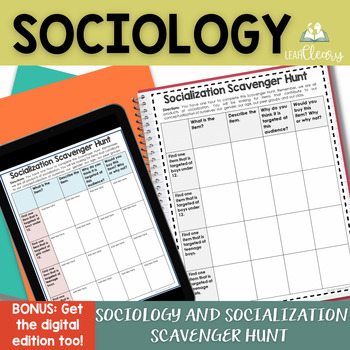 Preview of Sociology and Socialization Scavenger Hunt Print and Digital Activity