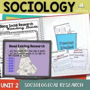 Preview of Sociology Sociological Research Interactive Notebook Unit with Lesson Plans