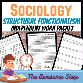 Preview of Sociology Structural Functionalism Work Packet W/ Latent & Manifest Component