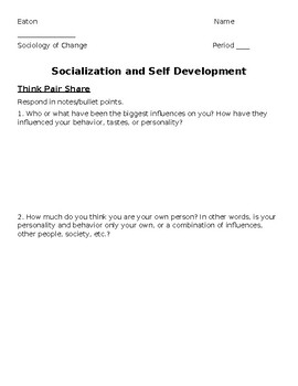 Preview of Sociology: The Self and Stages of Development Guided Notes
