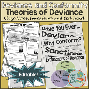 Preview of Sociology Theories of Deviance PowerPoint, Cloze Notes, and Exit Ticket