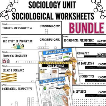 Preview of Sociology Unit - Sociological Fun Worksheets ,Word Search ,Crosswords