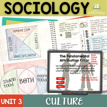 Preview of Sociology and Culture Interactive Notebook Unit with Lesson Plans