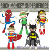 Sock Monkey Super Hero Digital Clip Art