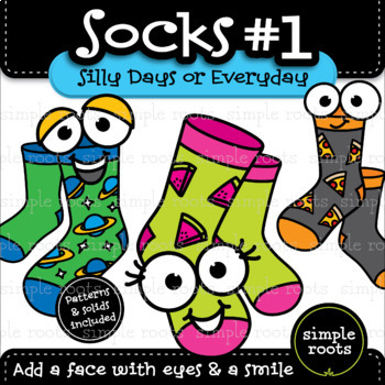 Socks #1 - Silly Days or Everyday Clip Art by simple roots | TPT